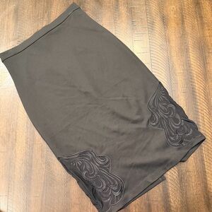 Bebe Black Embroidered Pencil Skirt